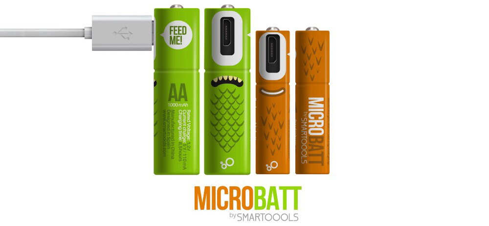 MICROBATT Baterai  Cas AA Micro USB 1000mAh 2 PCS Green 